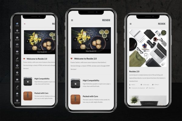 符合Google AMP规范的移动端网站设计HTML模板蚂蚁素材精选 Reside Mobile | Mobile Template & Google AMP