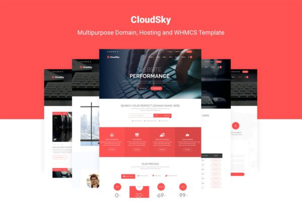 域名/主机提供商网站WHMCS模板第一素材精选 CloudSky | Domain, Hosting and WHMCS Template
