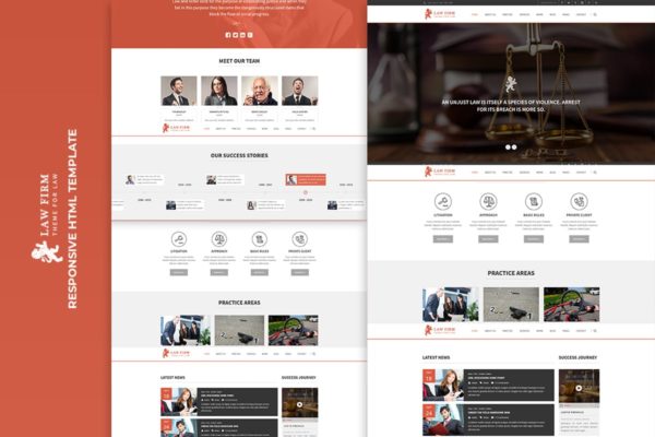 律师事务所响应式网站设计HTML5模板第一素材精选 Law Firm – Responsive HTML Template