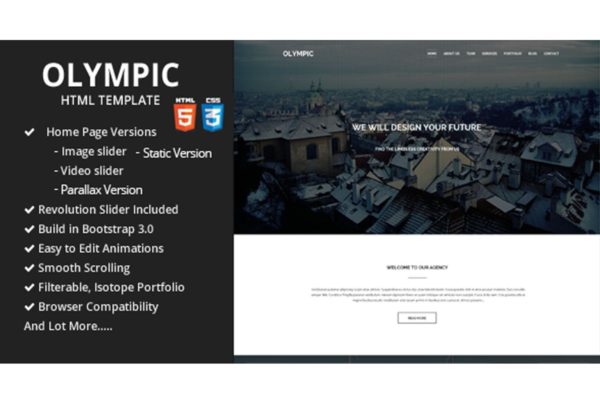 Bootstrap框架视差效果设计响应式HTML5模板第一素材精选下载 Olympic One Page Parallax Template