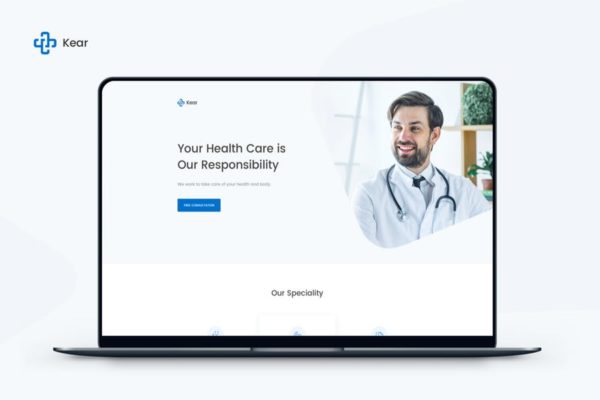 医药健康护理机构网站着陆页模板第一素材精选 Kear – Medical & Healthcare Landing Page Template