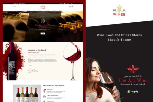 洋酒/葡萄酒网上商城Shopify主题模板蚂蚁素材精选 Winee – Wine, Winery Shopify Theme