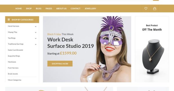 珠宝网上商城网站设计Bootstrap框架模板第一素材精选下载 Hiraola – Jewellery eCommerce Bootstrap 4 Template