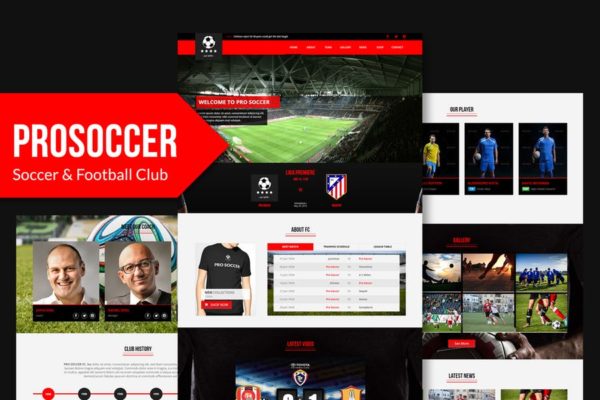 足球俱乐部网站设计Muse模板第一素材精选 Pro Soccer – Football & Soccer Club Muse Template