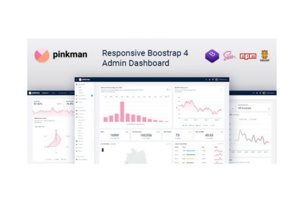 Bootstrap架构网站管理系统模板第一素材精选下载 Pinkman – Bootstrap 4 Admin Dashboard Template