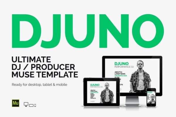 简约风格DJ/音乐制作人网站Muse模板第一素材精选 DJuno – DJ / Producer Website Muse Template