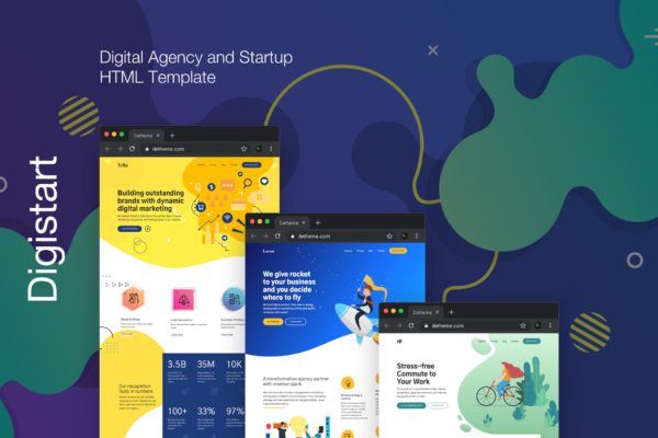 创意数码产品企业官网建设HTML模板第一素材精选 Digistart – Digital Company HTML Template