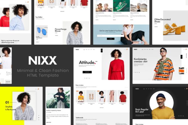 极简主义时尚主题网站HTML网上商城模板蚂蚁素材精选 NIXX | Minimal & Clean Fashion HTML Template