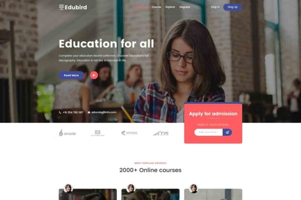 在线教育/培训行业适用的HTML网站模板第一素材精选 Edukin – Education HTML Template