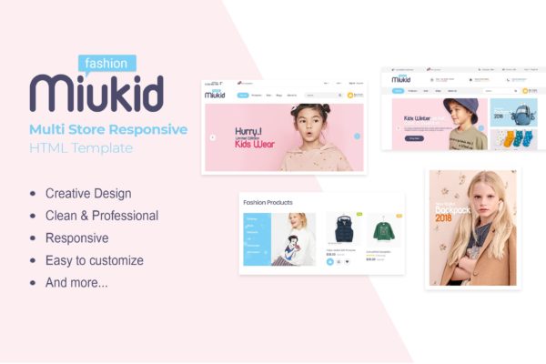 响应式儿童服饰网上商城HTML模板第一素材精选 MiuKid | Multi Store Responsive HTML Template