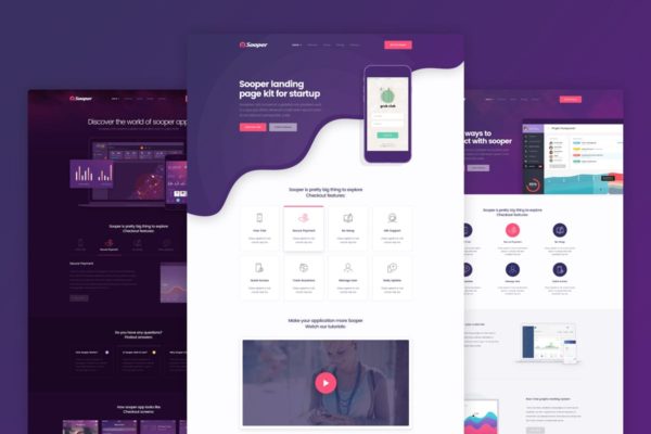 APP应用&Web软件官方网站着陆页HTML模板第一素材精选 Sooper – App & Software Landing Page Template