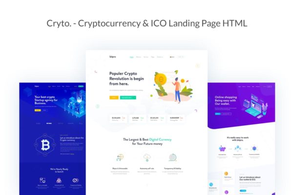 比特币&加密货币网站着陆页HTML模板第一素材精选 Cryto – Bitcoin & Cryptocurrency Landing Page HTML
