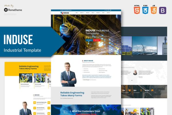 工业服务主题网站HTML模板蚂蚁素材精选 INDUSE – Industrial Services HTML Template