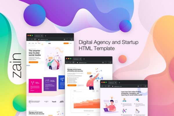 初创公司官方网站设计HTML模板第一素材精选 Zain – Digital Agency and Startup HTML Template