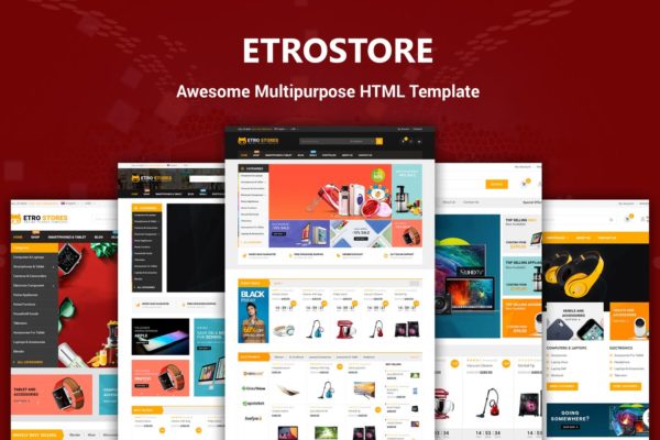 Bootstrap架构响应式多用途网上商城HTML5模板蚂蚁素材精选 EtroStore – Responsive Multi-Purpose HTML Template