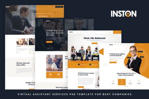 虚拟助手服务网站HTML模板第一素材精选 Inston – Virtual Assistant Services HTML Template