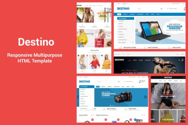 响应式设计多用途网上商城HTML模板第一素材精选 Destino – Responsive & MultiPurpose HTML5 Template