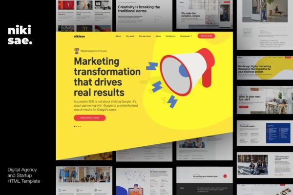 数字营销/互联网营销服务公司官网HTML模板第一素材精选 Nikisae – Digital Marketing Agency HTML Template