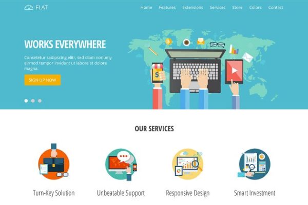 网站服务/云服务网站响应式模板第一素材精选  Hot Flat