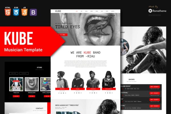音乐家/DJ/乐队/音乐主题网站HTML模板第一素材精选 KUBE – Musician, DJ, Band, Music HTML Template