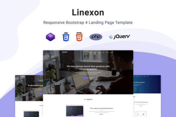 Bootstrap框架多用途网站着陆页设计HTML模板第一素材精选 Linexon – Bootstrap 4 Landing Page Template