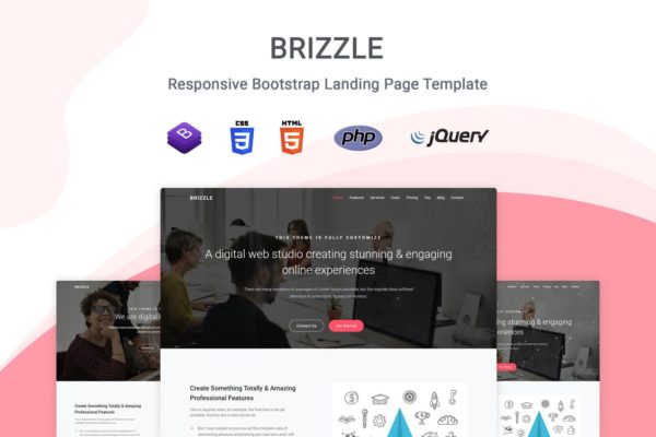多用途企业官网着陆页HTML模板第一素材精选 Brizzle – Landing Page Template