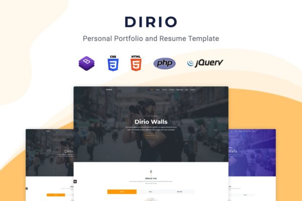 响应式个人简历&作品展示网站设计HTML模板蚂蚁素材精选 Dirio – Personal Portfolio and Resume Template
