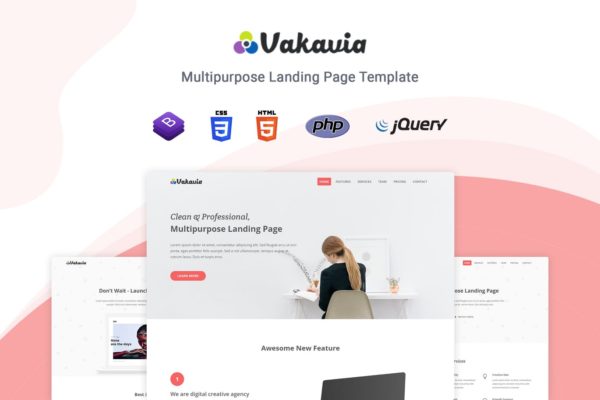 应用程序开发/代理/业务拓展多用途HTML网站模板第一素材精选 Vakavia – Multipurpose Landing Page Template