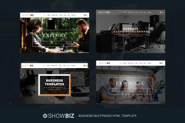 创意响应式设计风格多用途企业网站HTML模板蚂蚁素材精选 Showbiz – Multipages Business HTML Template