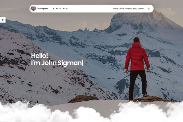 创意个人简历/作品集展示网站设计HTML模板蚂蚁素材精选 Cloud – Personal Portfolio & Creative Agency