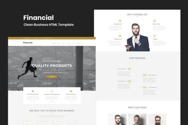 简约金融理财主题网站HTML模板第一素材精选 Financial – Clean Business HTML Template