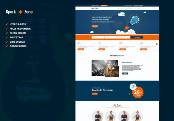 蚂蚁素材下午茶：干净的电气保养与维修网页HTML模板蚂蚁素材精选下载[HTML]