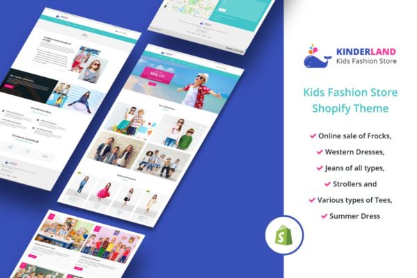 儿童服饰网上商城/外贸网站Shopify主题模板第一素材精选 Kinder land – Kids Fashion Store Shopify Theme