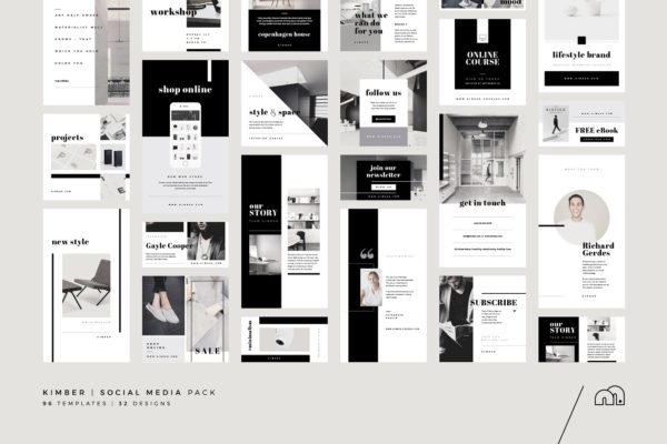 社交媒体设计运营万能素材包 Kimber – Social Media Collection