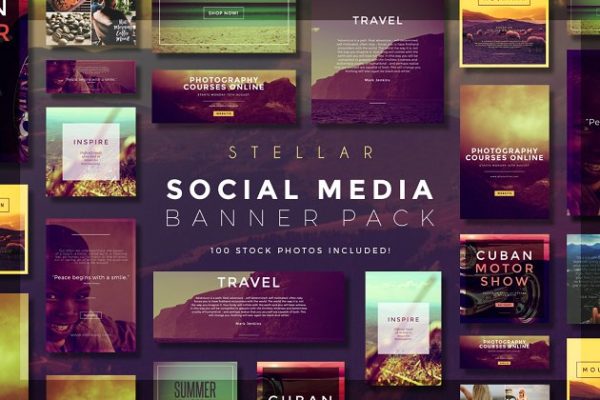 社交媒体超级Banner模板第一素材精选合集 Stellar Social Media Banner Pack