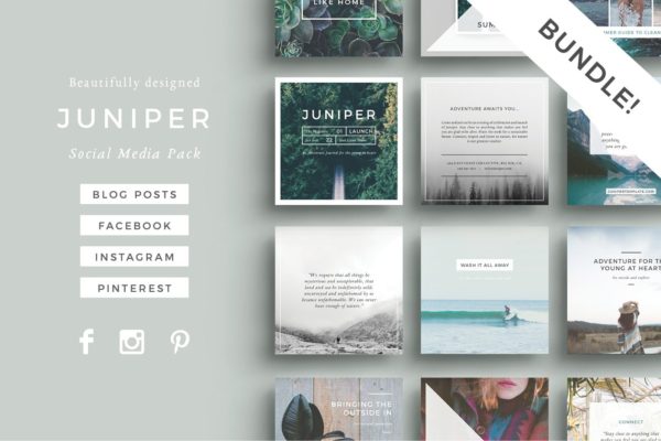 社交媒体风景类贴图模板第一素材精选 J U N I P E R  Social Media BUNDLE