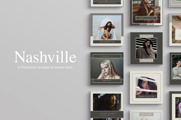 时尚模特摄影主题社交媒体贴图模板第一素材精选 Nashville Social Media Templates
