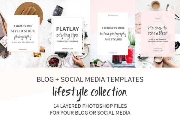 博客+社交媒体图片模板第一素材精选 Blog + Social Media Image Templates