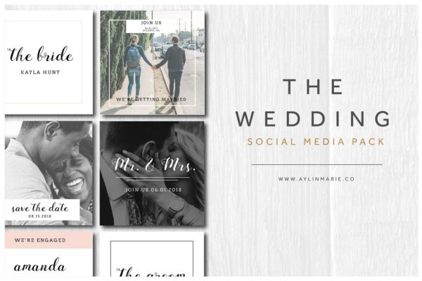 婚礼婚庆主题社交媒体贴图素材包 The Wedding – Social Media Pack