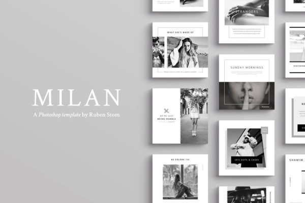 米兰风现代潮流社交媒体贴图模板蚂蚁素材精选 Milan Social Media Templates