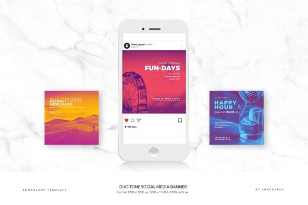 双色调社交媒体配图模板第一素材精选 Duo Tone Social Media