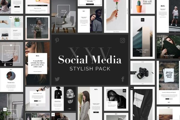 时尚风格社交媒体贴图PSD模板第一素材精选 Stylish Social Media Pack
