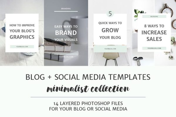 博客+社交媒体贴图模板蚂蚁素材精选 Blog + Social Media Image Templates