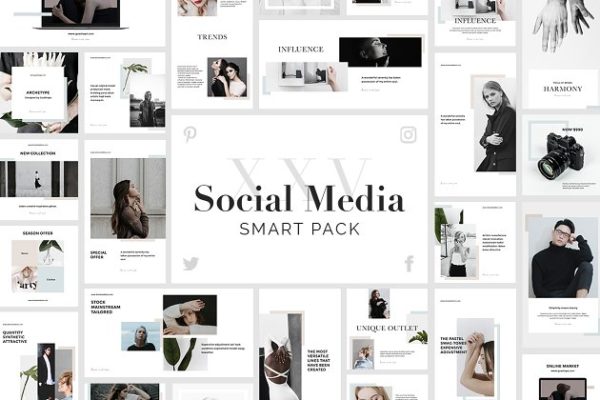 博客&社交媒体通用贴图模板蚂蚁素材精选大合集 Smart Social Media Pack