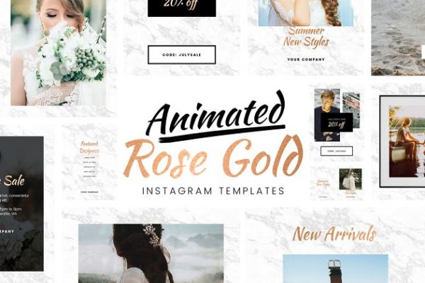 动态黄金配色Instagram模板蚂蚁素材精选 Animated Gold Instagram Templates