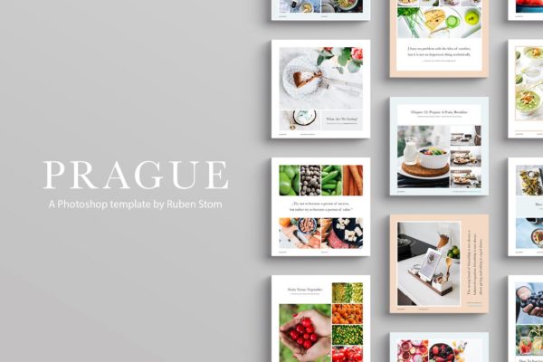 美食主题社交媒体贴图模板蚂蚁素材精选 Prague Social Media Templates