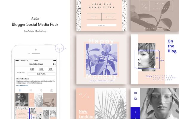 美容化妆主题社交媒体贴图模板第一素材精选 Social Media Pack • Alrún