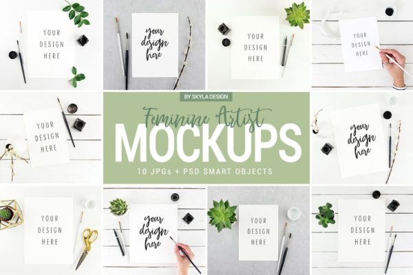 气质女神社交媒体配图样机 Social media mockups Feminine artist