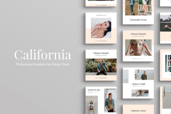 时尚摄影社交媒体模板蚂蚁素材精选 California Social Media Templates