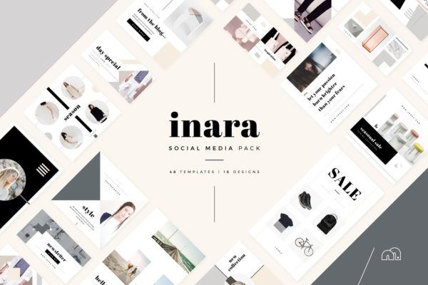 时尚潮流主题社交媒体贴图模板蚂蚁素材精选 Inara – Social Media Bundle